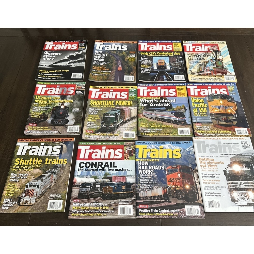 2012 Trains Magazine Lot of 12 Railroad History Locomotives Freight Issues